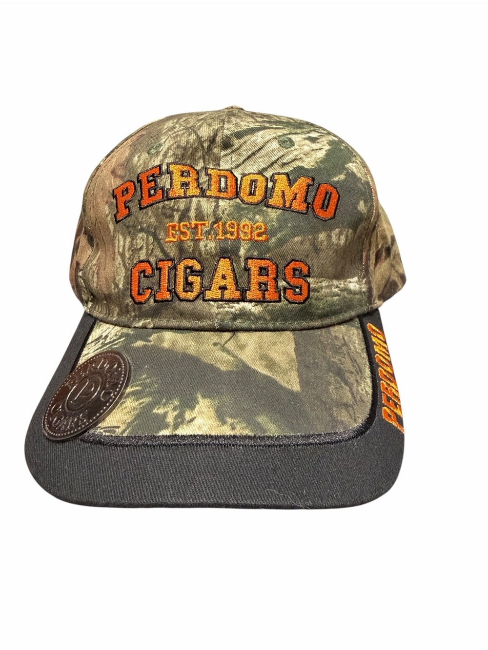 Perdomo Cigars Camouflage Logo Baseball Cap - Green/Black/Orange